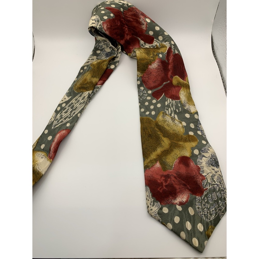 VTG HAWKES AND KEYNES 60" MEN'S  TIE Floral 100% SILK NEW BOND ST LONDON ENG